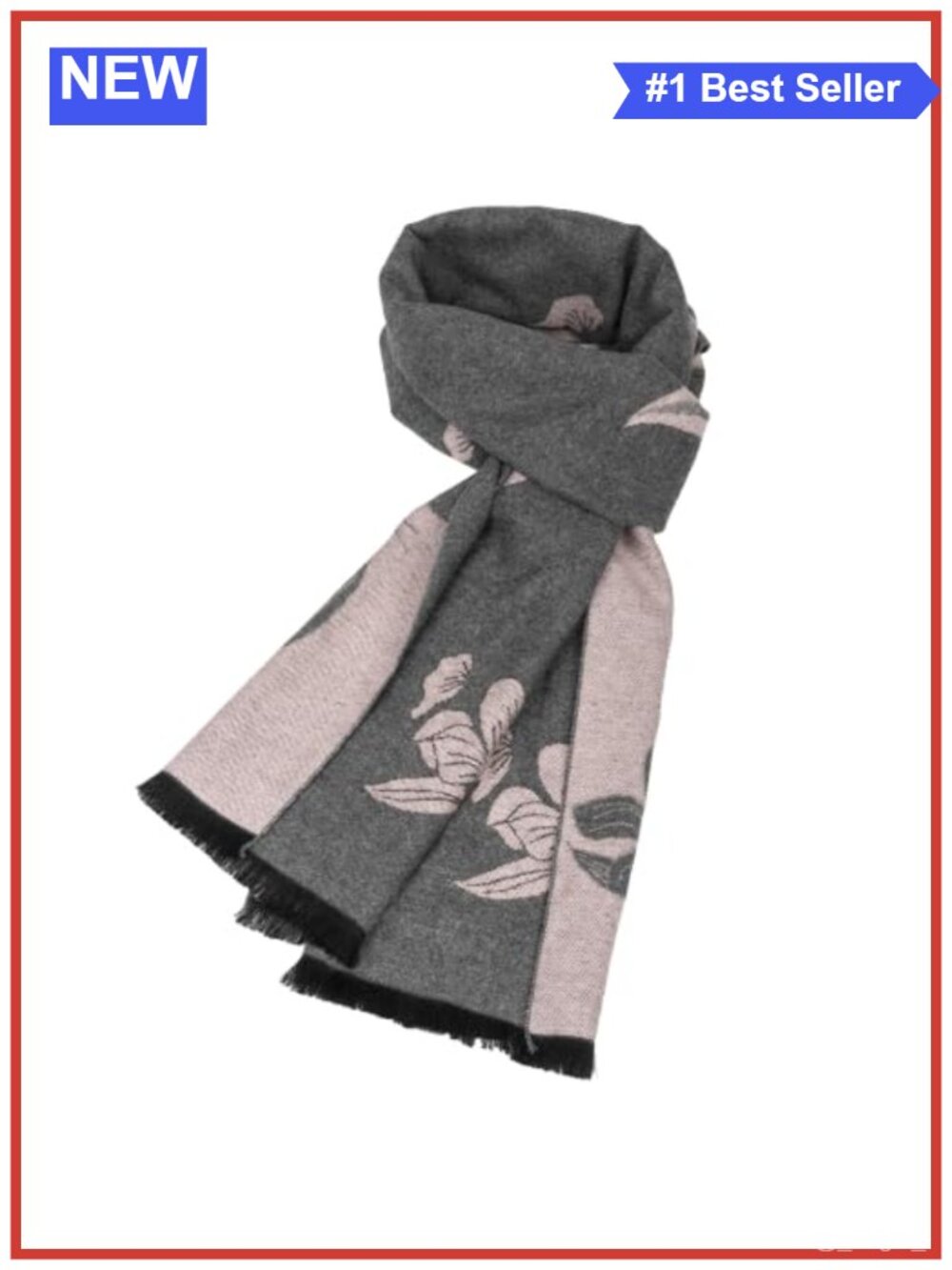 Womens Long Plush Fringed Floral Print Scarf Neck Warmer Wrap